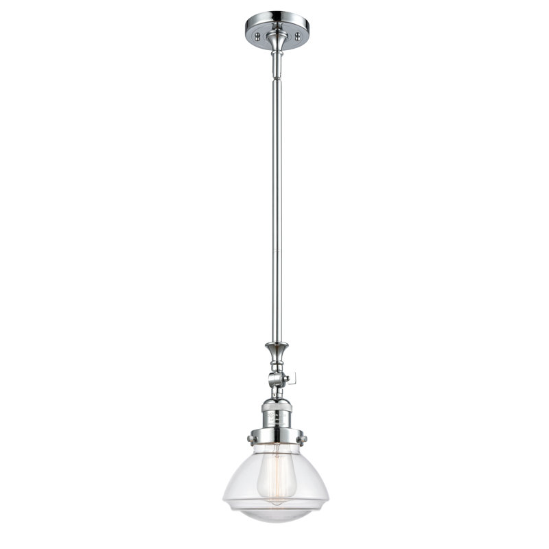 Luminaire suspendu simple à 1 lumière Chesterville, Ampoule non incluse, Transparent, Chrome poli