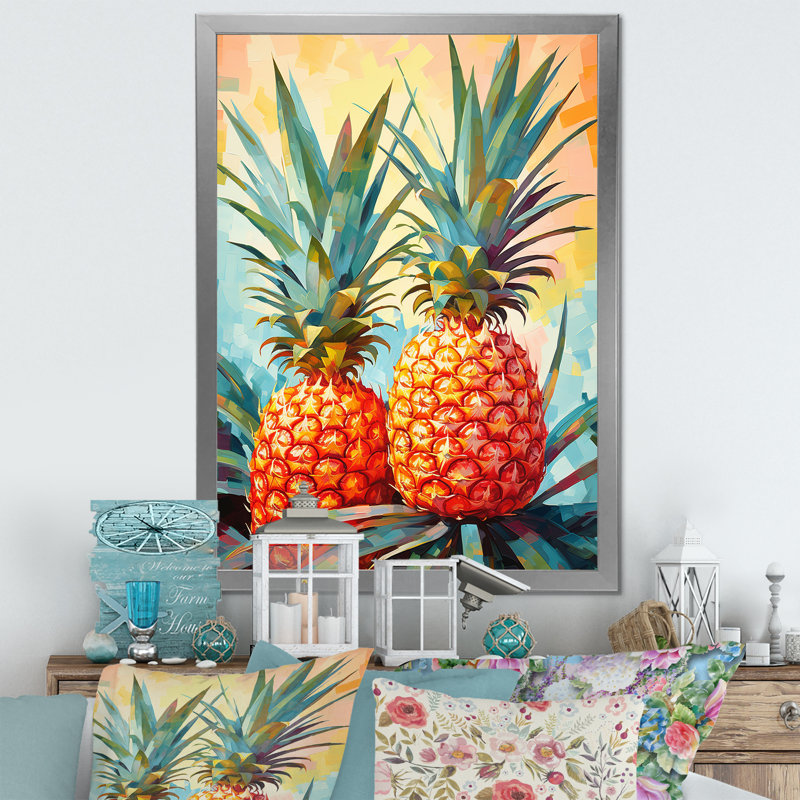 Sérénade ensoleillée à l'ananas, Cadre photo argenté, H 32 po x l 24 po x P 1 po