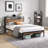 Size Metal Platform Bed Frame With Wooden Headboard And Footboard With USB LINER, No Box Spring Needed, Large Under Bed Storage, Easy Assemble