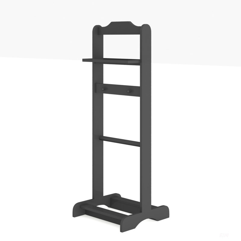 Accent Portable Garment Rack, Clothes Valet Stand With Storage Organizer, Elegant Black Finish For Modern Homes, Black