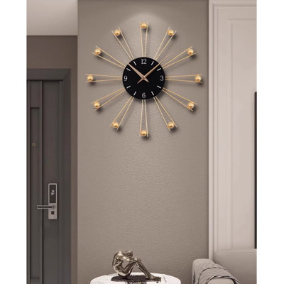 Black Golden Round Metal Wall Clocks