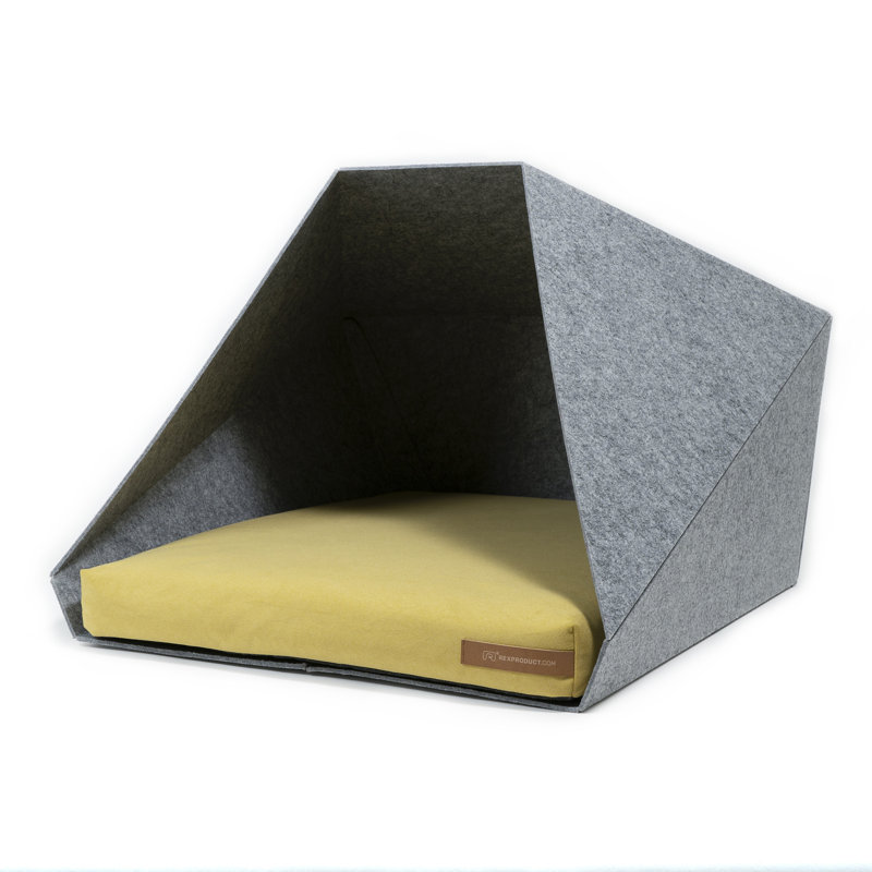 Polyester Pet Bed, Light Grey/Yellow