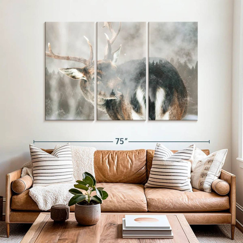 Winter Forest Deer, 42" H x 65" W