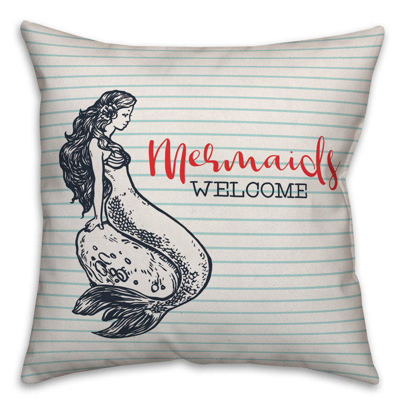  Coussin Mermaids, 16 po x 1 po, Polyester / Bourre en polyester