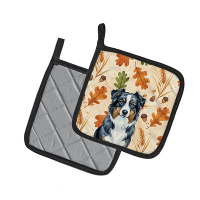 Black Australian Shepherd Heirloom Fall Pair of Pot Holders