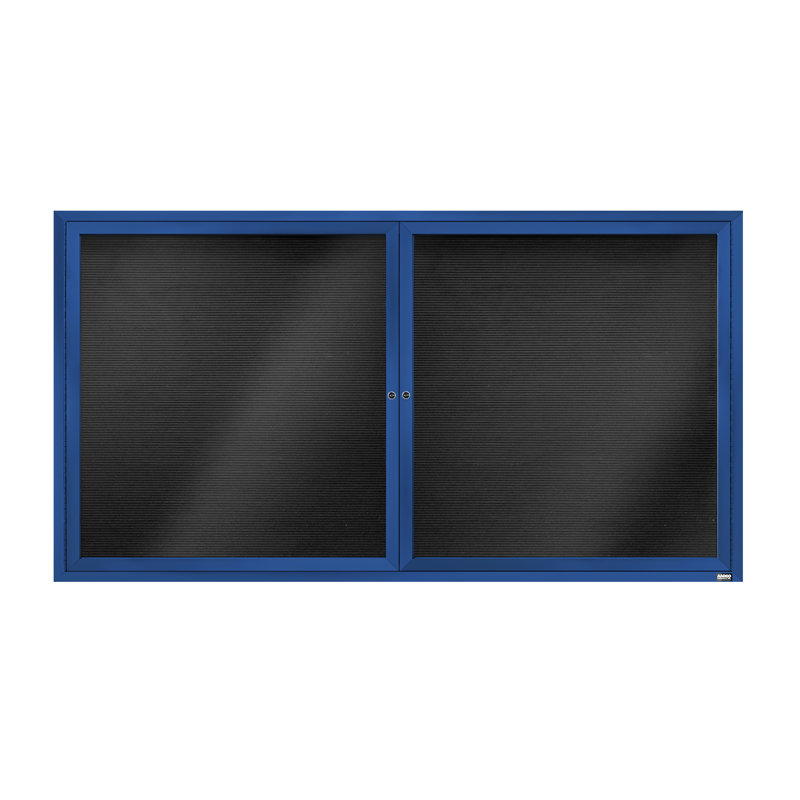 Tableau d'affichage mural fermé pour armoire d'annuaire, Bleu thermolaqué, Deux, H 36 po x l 72 po