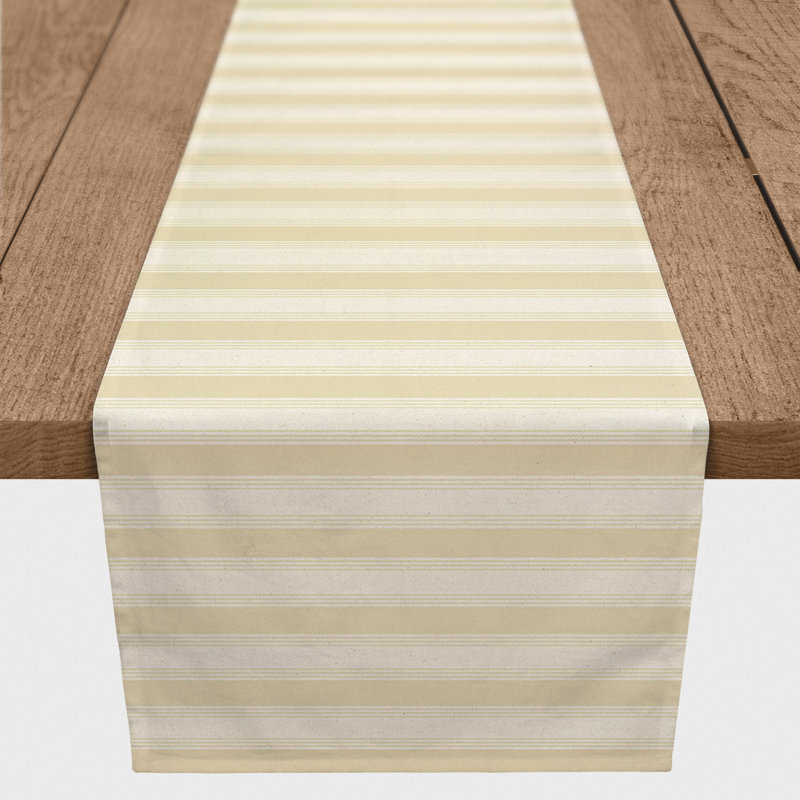 Rectangular Striped Table Runner, 90" x 16", Yellow