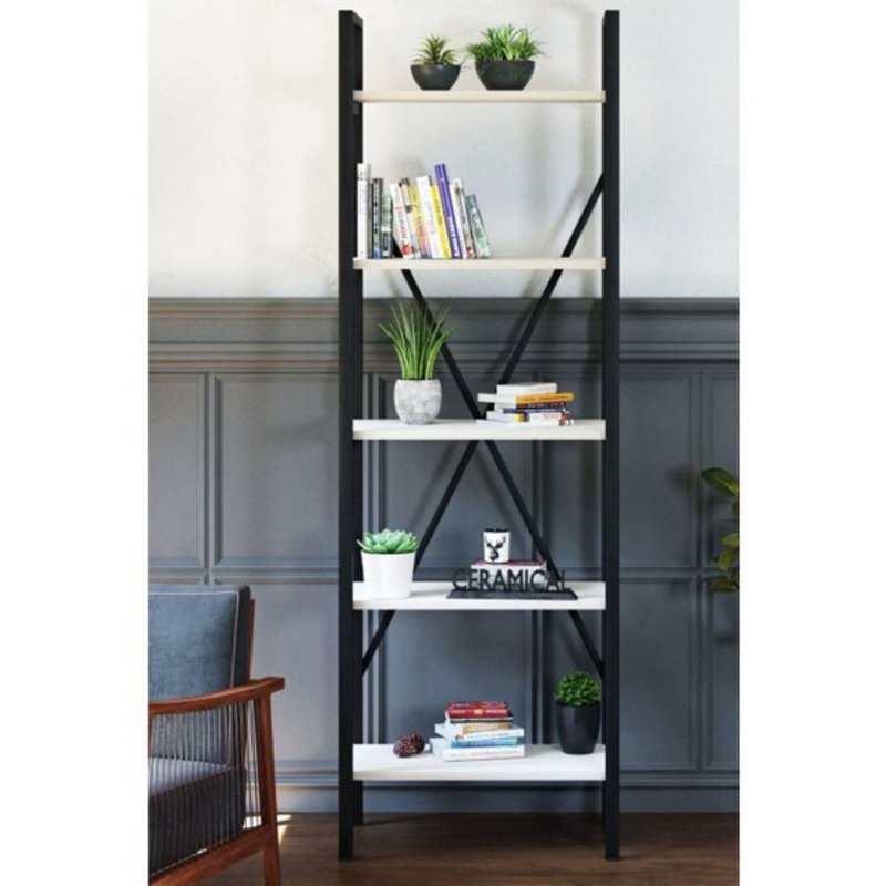 Bibliothèque blanche élégante, 23,6 po x 70,9 po x 13,4 po | 100% panneau de particules enduit de mélamine, profondeur de la tablette: 11,8 pouces | Conception robuste pour salon moderne, bureau à domicile et bureau, solution de rangement élégante et fonctionnelle