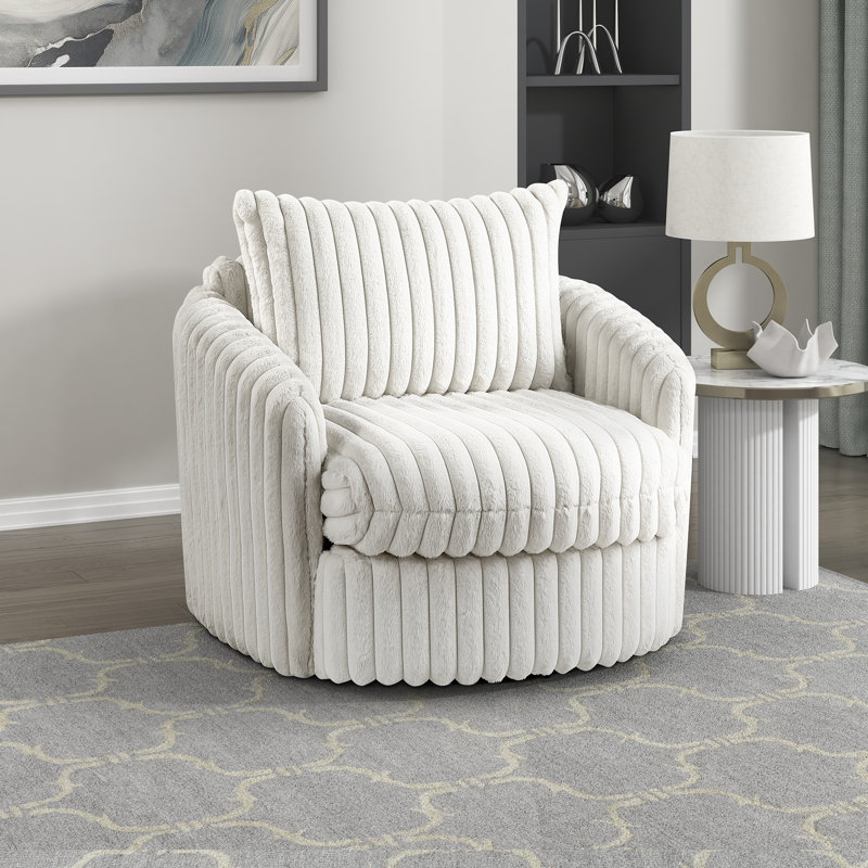Dalrymple 38.5" Modern & Contemporary Corduroy Swivel Chair with Smooth 360-Degree Swivel Base, Cozy Corduroy Fabric Upholstery