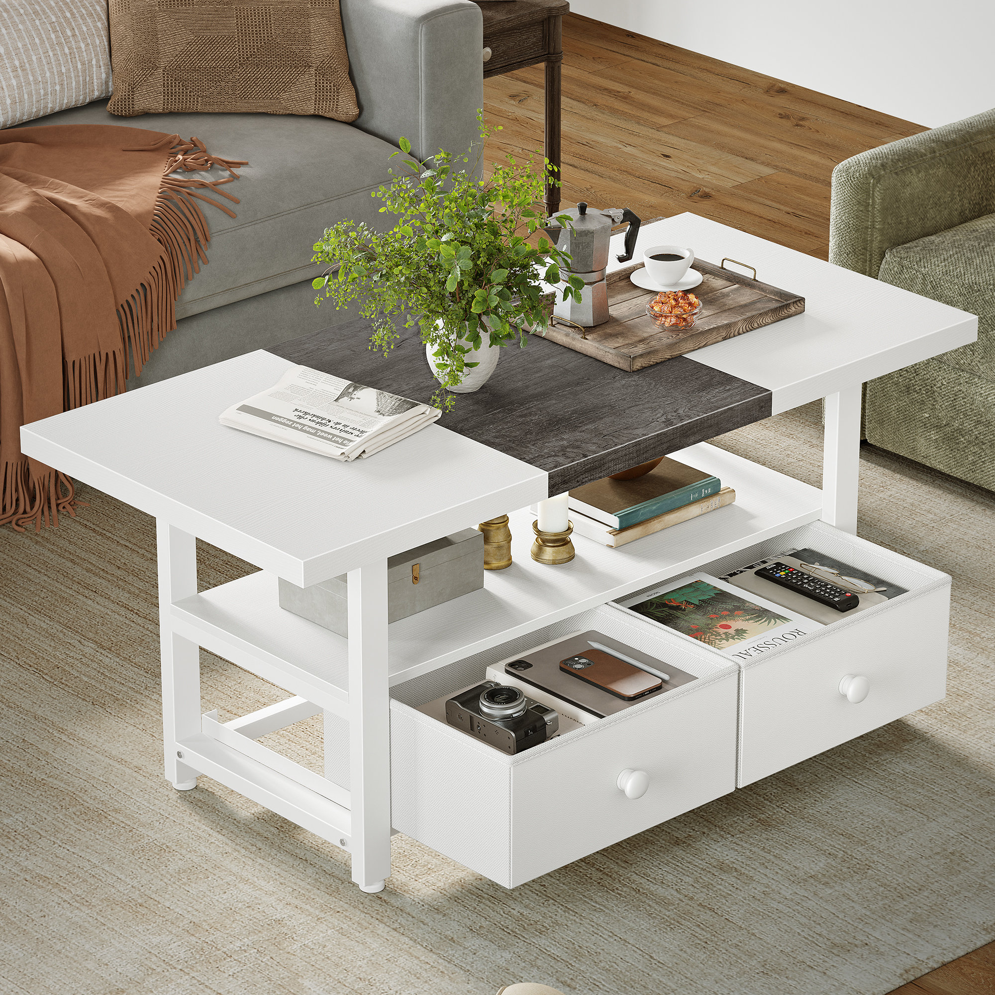 Millwood Pines Kaci Farmhouse Wood Coffee Table, Small Cocktail Table