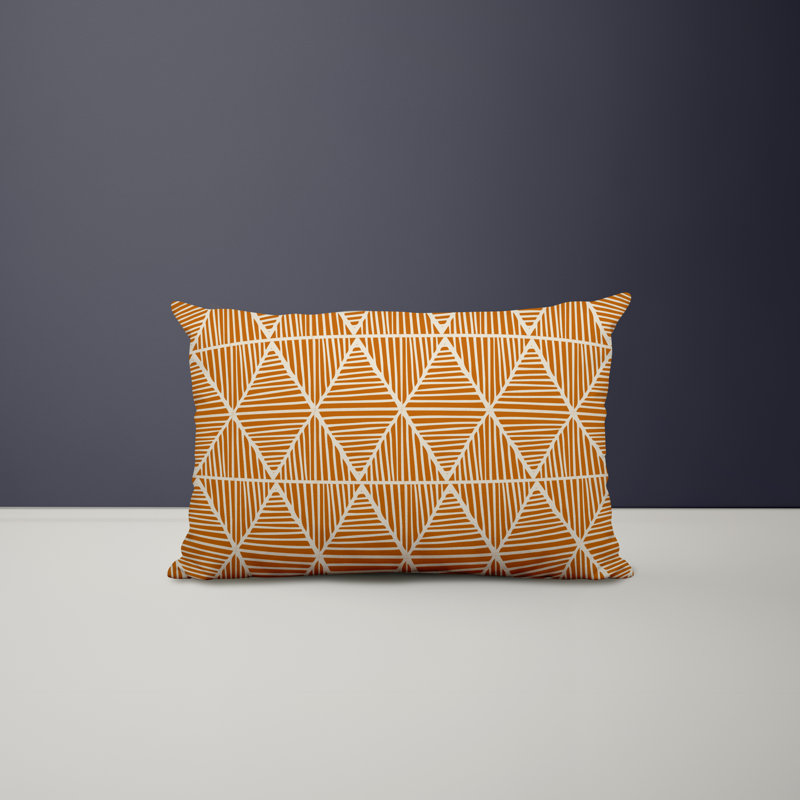 Polyester Lumbar Rectangular Indoor/Outdoor Pillow Cover & Insert, Orange
