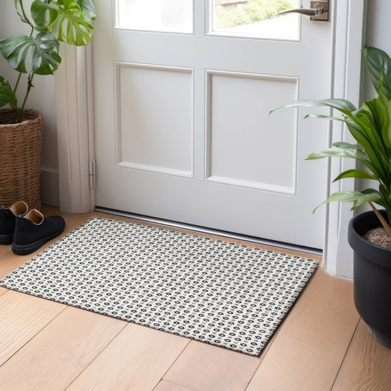 Machine Washable Indoor/Outdoor Christain ACN1432 Ivory Rug, Rectangle 1'8" x 2'6"