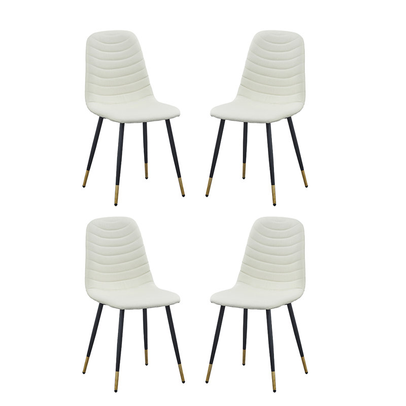 17'' H Linen Upholstered Metal Side Chair, White