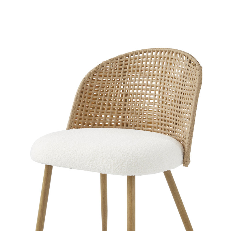 Ensemble de 4 chaises de salle à manger bohèmes en osier avec coussins moelleux, 4
