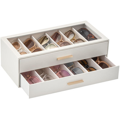 Boîte de rangement pour lunettes de soleil pour femme, organisateur de lunettes avec étui de présentation transparent.
