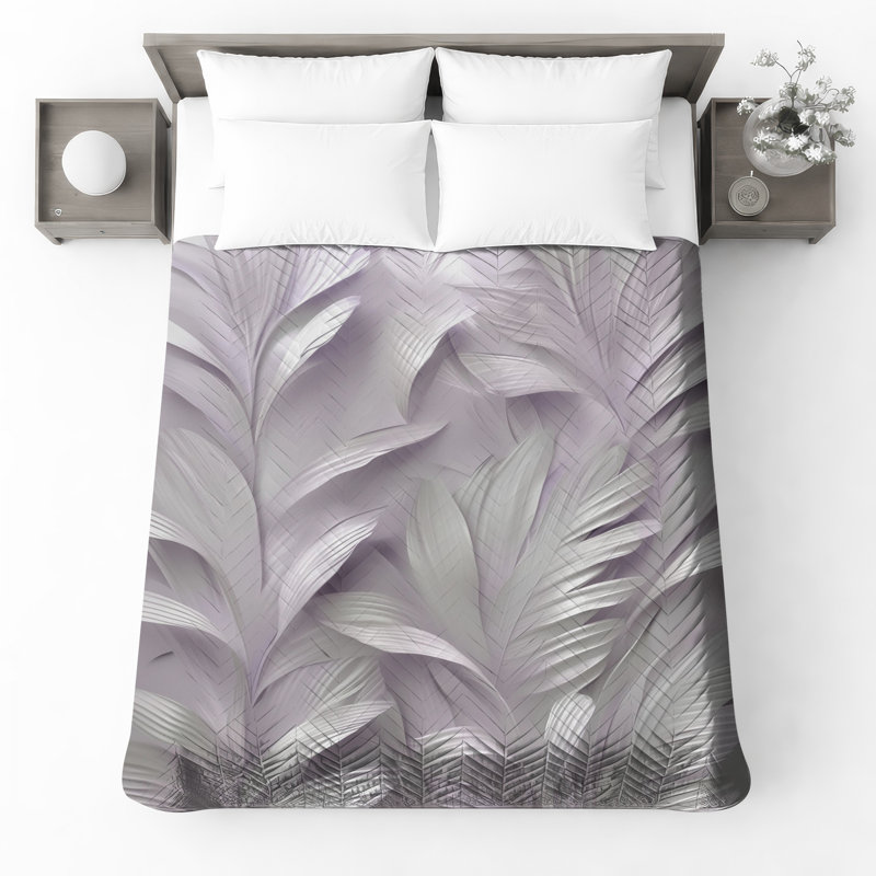 Textured Leaf Pattern Quilted Thin Bedspread, Twin, Medium Gold Medium Gold