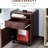 Brown Mobile Storage Cabinet With Drawer And Printer Stand On Castors, Ample For Office Cartridges Books, Compact Design Desk Placement, 4 Omnidirectional Wheels, Frame Metal Handle