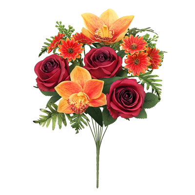 Bouquet de tiges de fleurs artificielles et orchidées roses