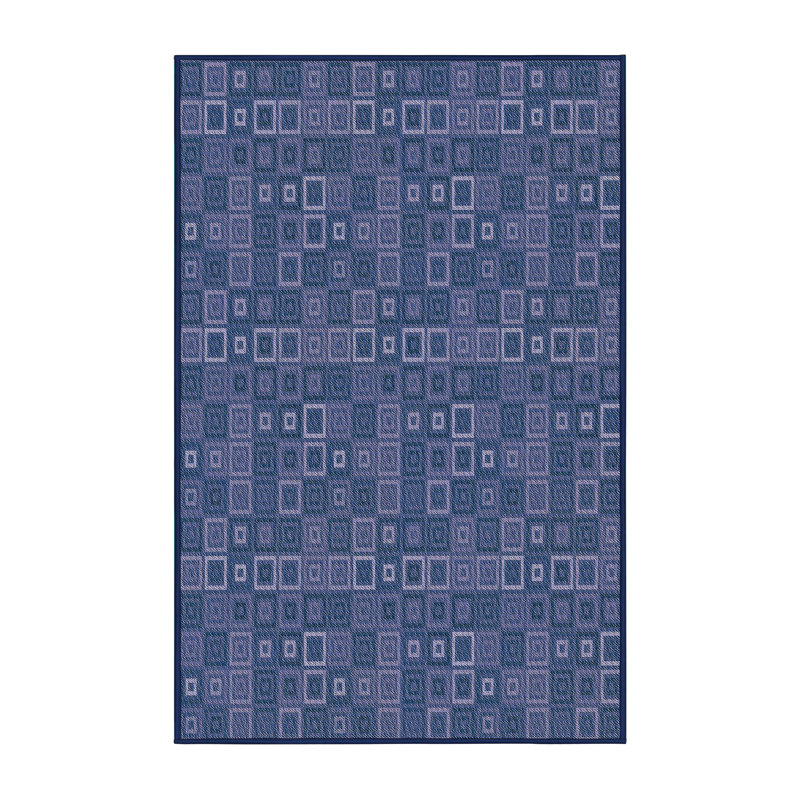 Tapis bleu/brun à motifs, Rectangle 5 pi x 7 pi