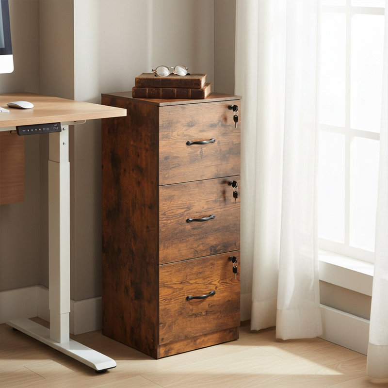 40 cm W 3 -Drawer Mobile Filing Cabinet, Brown