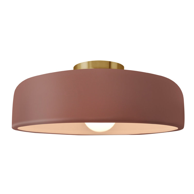 Plafonnier semi-encastré Radiance, Argile Canyon, Laiton brossé, H 6,5 po x l 16 po x P 16 po