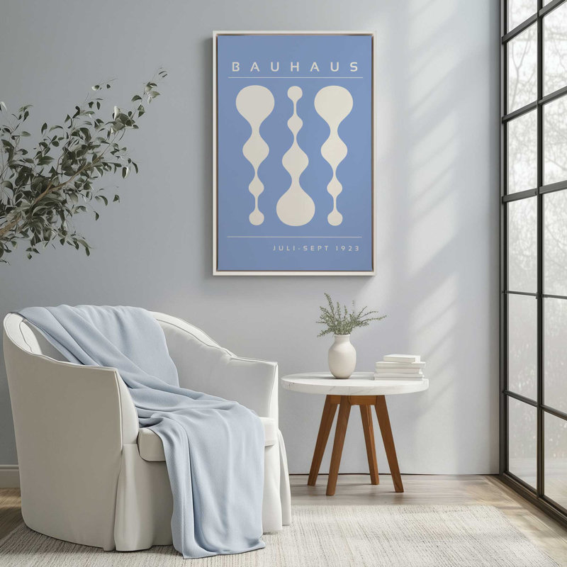 Affiche rétro Bauhaus II , H 18,75 po x l 12,75 po, Noir satiné, Terre cuite / blanc cassé