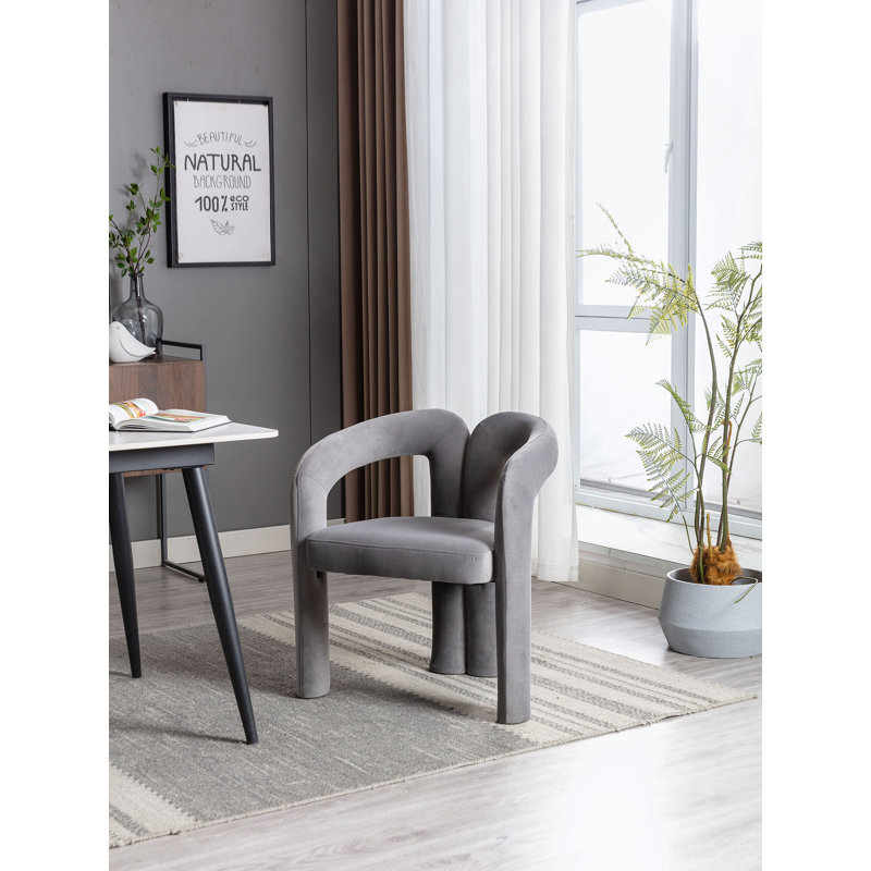 Ensemble confortable de chaises d'appoint rembourrées en velours pour divers espaces, Gris