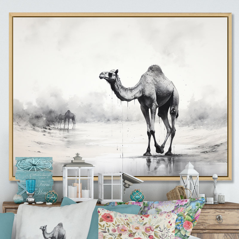 Minimalisme monochrome chameau II sur toile, H 24 po x l 32 po x P 1 po, Cadre naturel flottant