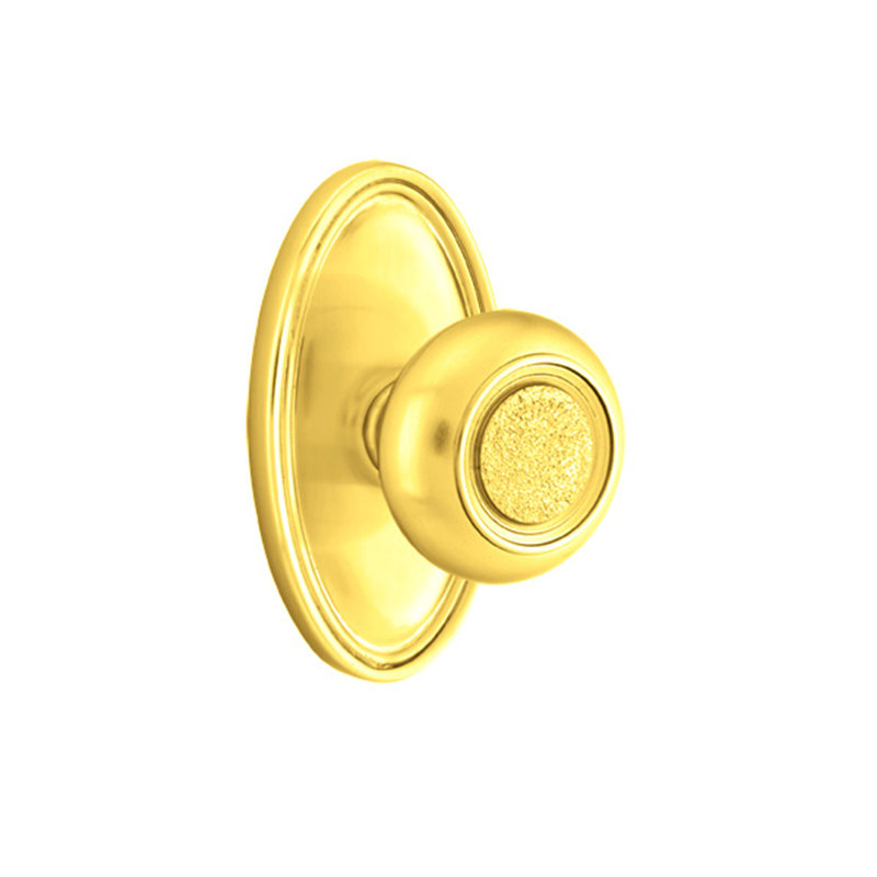 Ensemble de boutons d'intimité Emtek avec bouton ovale Roestte et Belmont, Laiton non laqué