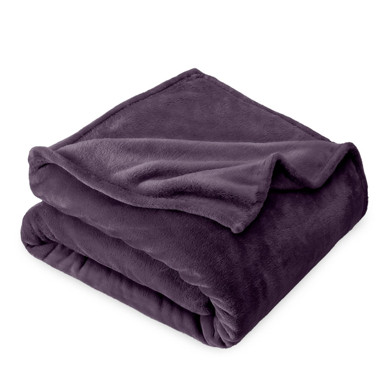 Bare Home Microplush Fleece Blanket - Fuzzy, Warm, Bed/Throw Blanket, Eggplant, King