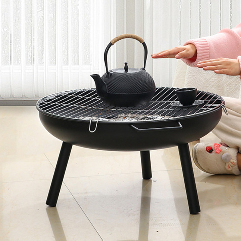 2-in-1 Fire Pit for Garden, Portable Camping Firepit with BBQ Grill