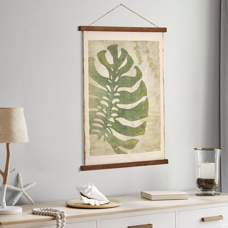 Monstera Leaf Scroll Cotton Tapestry