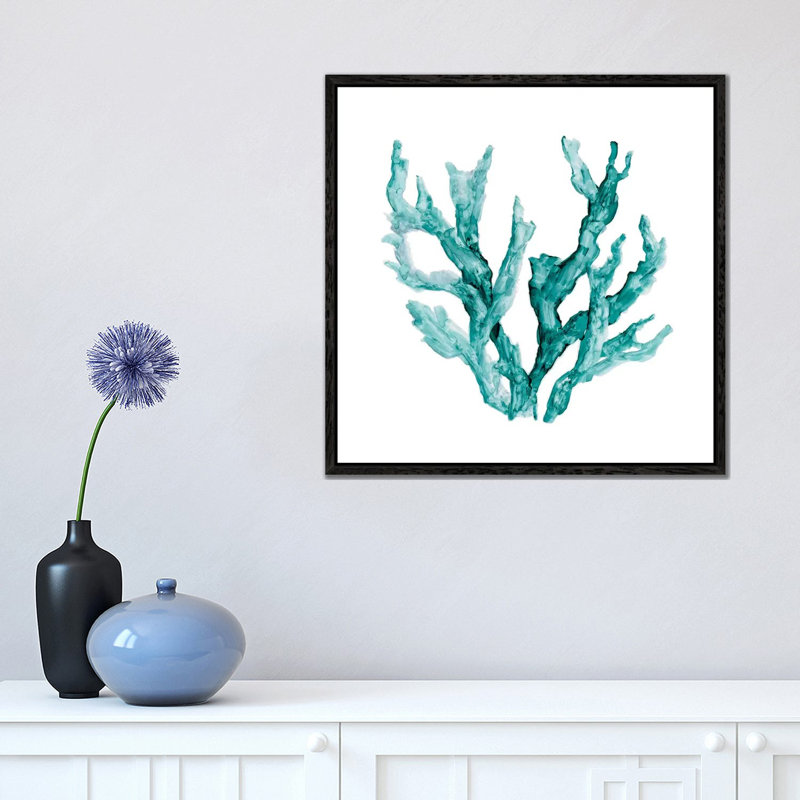 Sea Coral II by Carol Robinson - Painting on Canvas, Black Framed Canvas, 45.72 cm H x 45.72 cm W