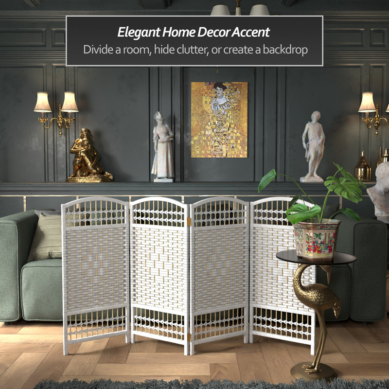 3 Ft. Tall Fiber Weave Room Divider - Black - 6 Panels, 4, White, 35.5"H