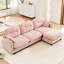 Canapé d'angle rose 3 places, plissé, en mousse épaisse, pour différents espaces. Confortable, en chenille, pour se détendre à la maison.