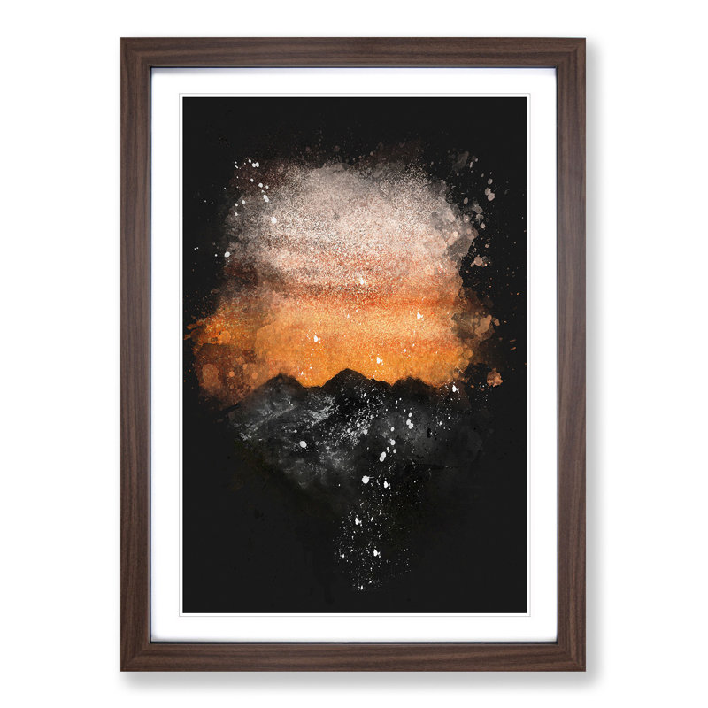 Orange Sky Above Mountains in Italy - Picture Frame Graphic Art Print on MDF, 45cm H x 33cm W x 2cm D, Walnut Framed
