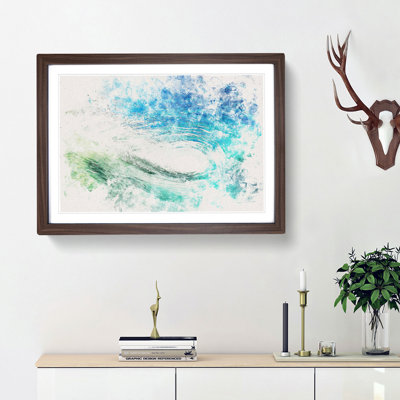 Within The Wave In Blue & Green Watercolour - Framed Print