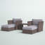Ensemble de conversation en osier pour 4 personnes avec coussins Annia-38014166