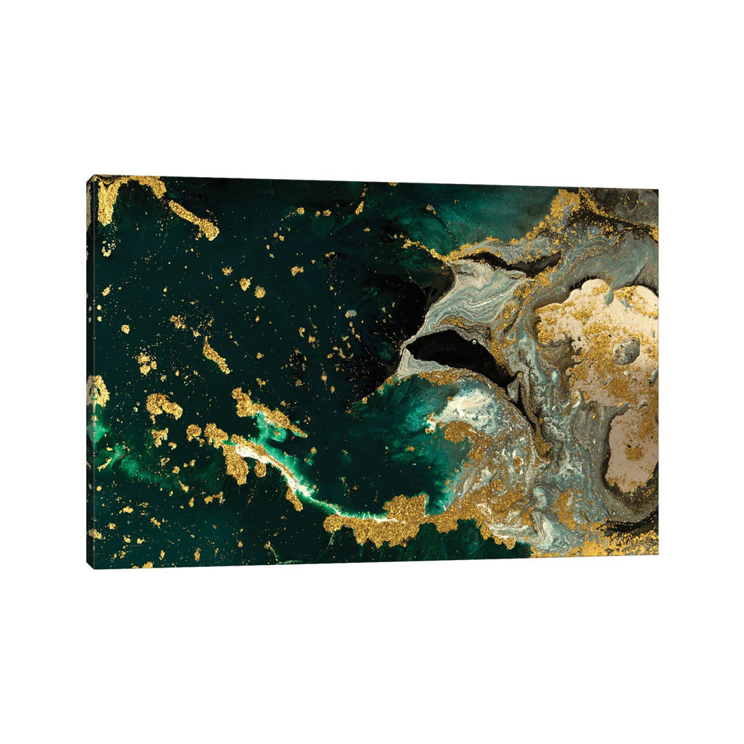 Teal Ocean Marble by EnShape - Wrapped Canvas Print