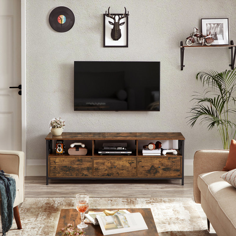 Adame TV Stand, 50cm H x 147cm L x 40cm W, Rustic Brown/Black
