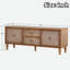 Meuble télé 60 po Mid-Century, console en rotin Boho avec rangement, centre multimédia pour le salon