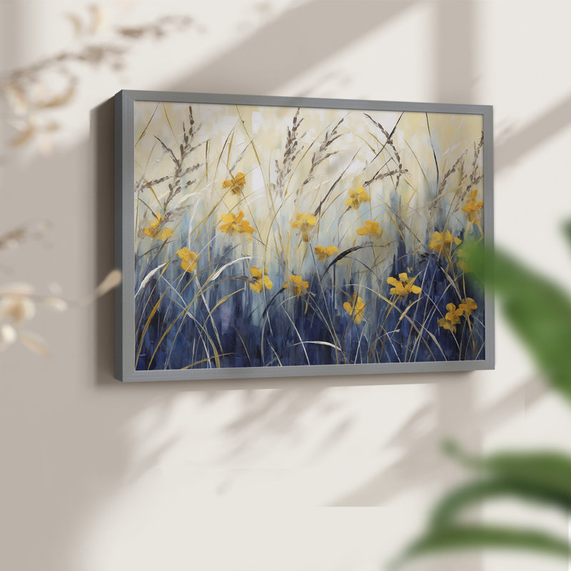 Série florale-ICI - reproduction encadrée - réarmable, H 16 po x l 20 po, Gris
