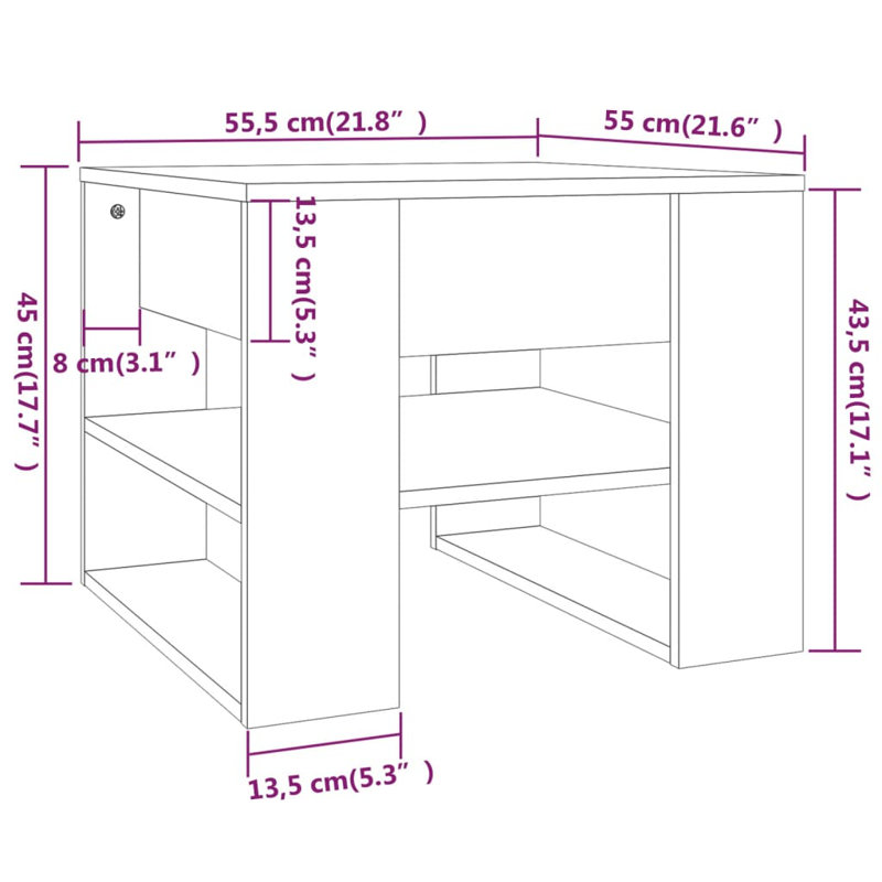 Table basse simple avec rangement Wesleyan, Noir