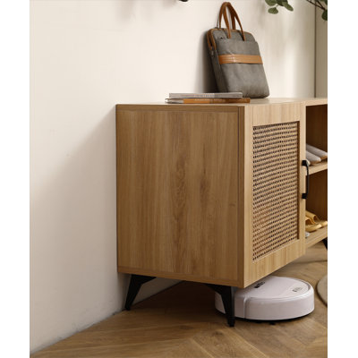 Modern Shoe-Storage Cabinet With Rattan Mesh Door And Solid Wooden Handle 39.37Inch -  Bay Isle Home™, E1A3FA8546124B608ADE4673C216A9FA