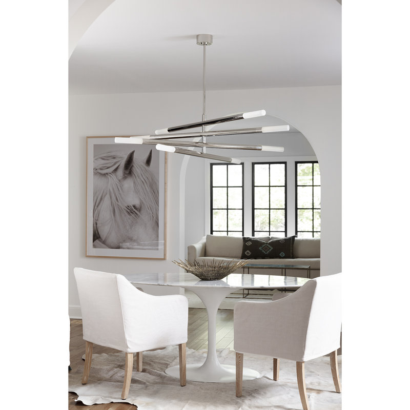 Wick Chandelier, Polished Nickel