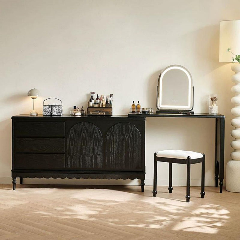 Coiffeuse avec miroir lumineux, 3 tiroirs, 1 chaise