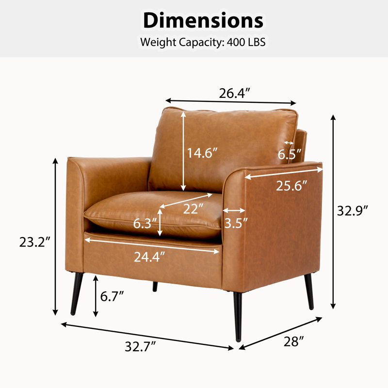  Fauteuil club Cher Century, Similicuir brun