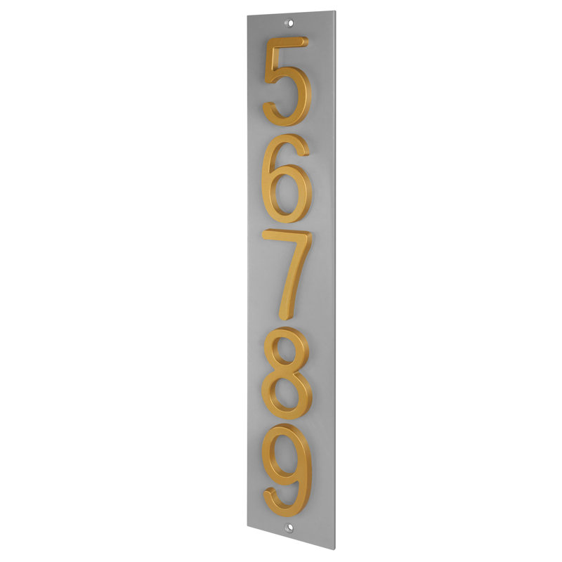 Plaque d'adresse verticale en aluminium Royal Shade, Doré, Gris, Oui