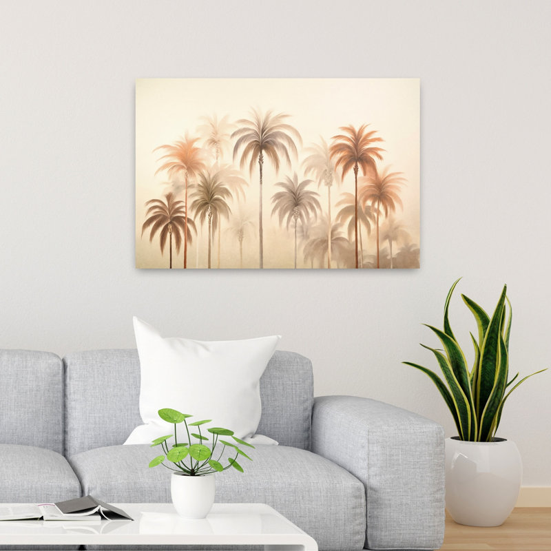 Art contemporain, palmier abstrait, art côtier, H 24 po x l 36 po