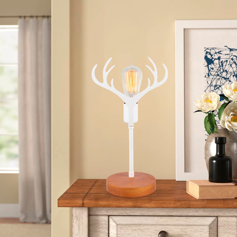 Lampe de table, Noyer / Blanc